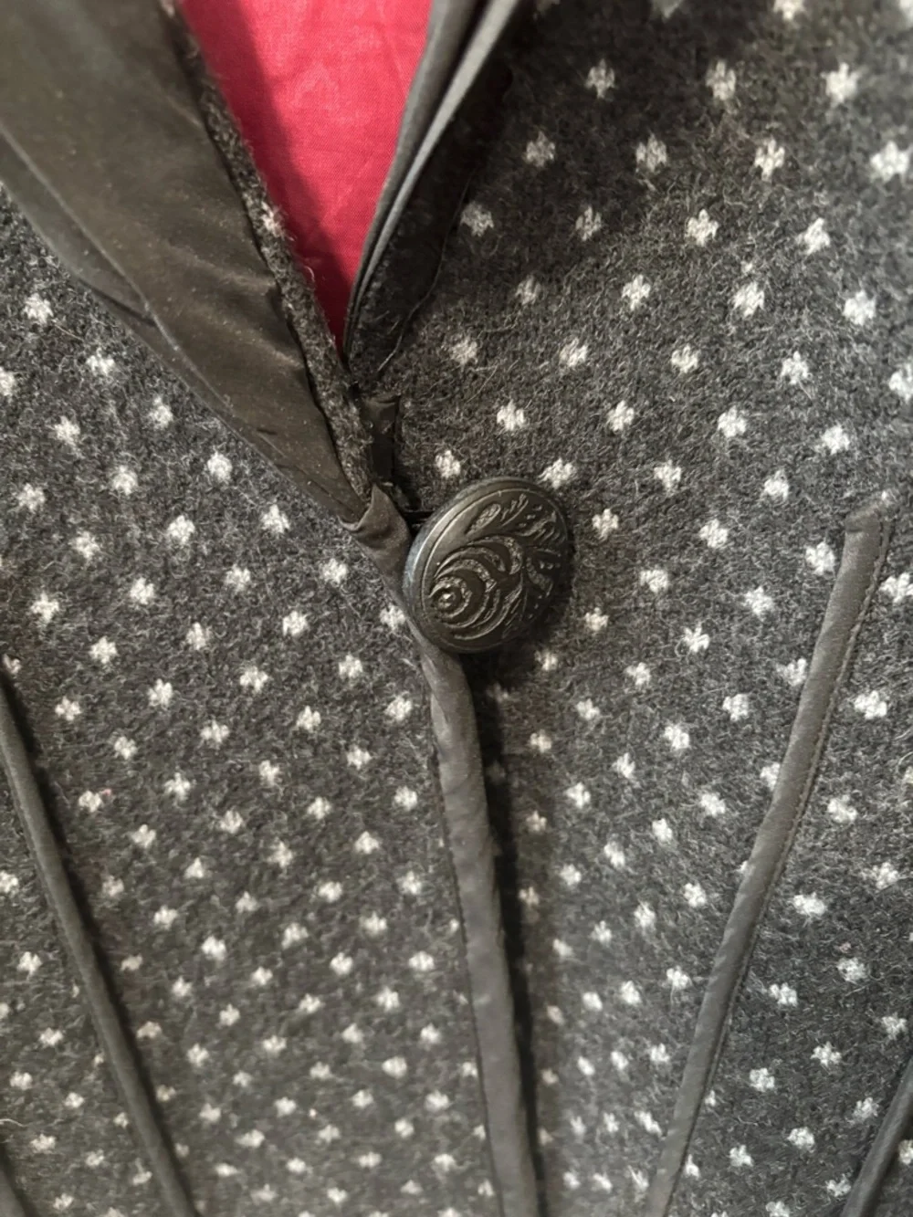 Icelandic Design Wool Polka Dot Black Gray Blazer Jacket Coat Size M Medium - Picture 3 of 7